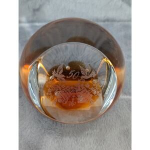 Caithness 50th Anniversary glass paperweight from Scotland 1 small scratch